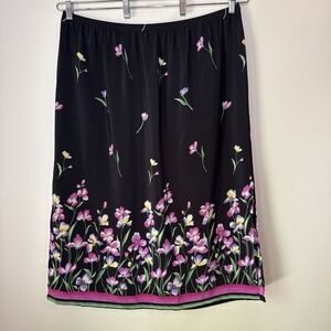Erena Womens Midi Skirt Floral Fairy Size 3X Sheer Side Vents Feminine Mature